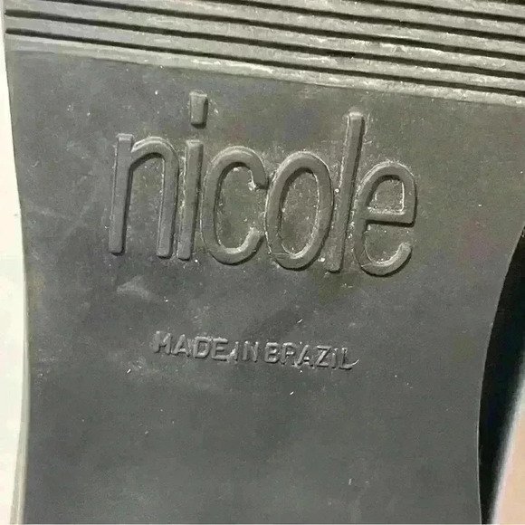 Nicole black leather slip on block heel Brazilian vintage court shoes Size 9.5 M - Picture 5 of 12